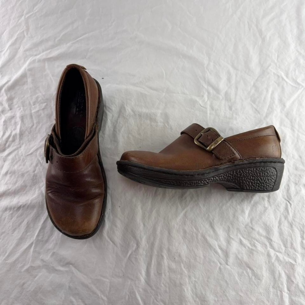 Brown Leather Wedge Clogs Sz 6.5 Cottagecore Indie Sleaze Forest Fairy Boho